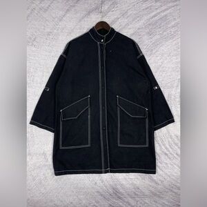 Vintage x Zara Men's Black Jacket with White Stitching